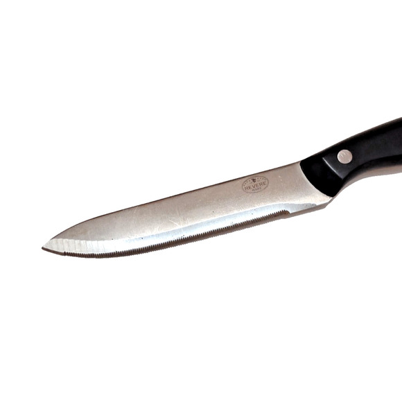 Revere Ware 9" Serrated Stainless Blade Slicing Chef's Knife Black Handle Retro - Picture 2 of 10